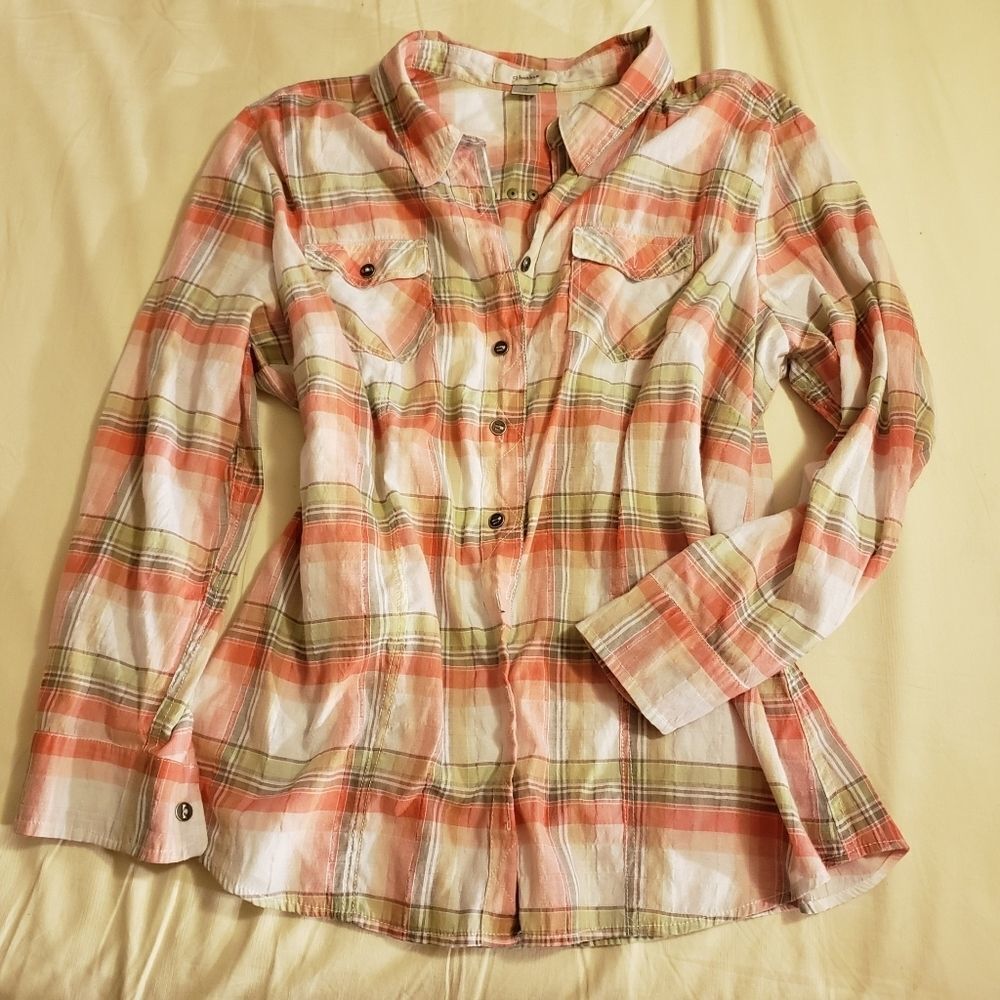 1x CJ Banks plaid long sleeve shirt